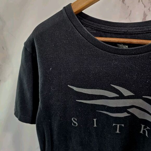 Sitka T Shirt Mens Large Black Tee Short Sleeve Crew Neck Gray Logo - Picture 2 of 10